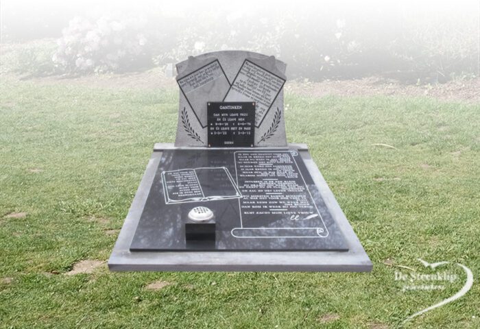 Grafsteen Ried - Belgisch hardsteen, glas en graniet